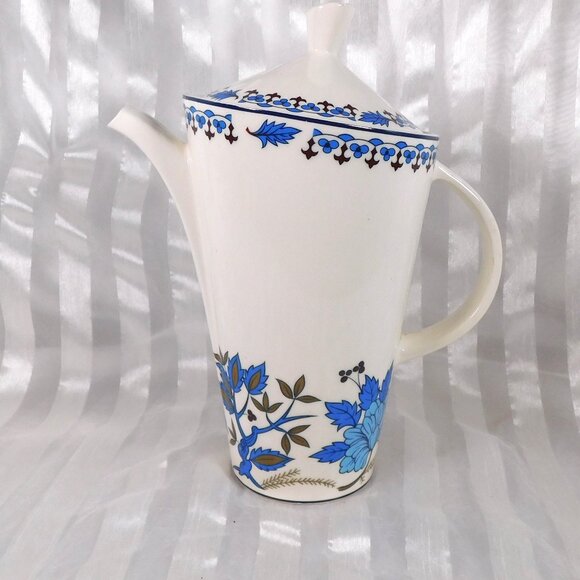 Nueve San Isidro White Coffee Pot with Blue Floral Desgn # 26495 - Picture 1 of 6